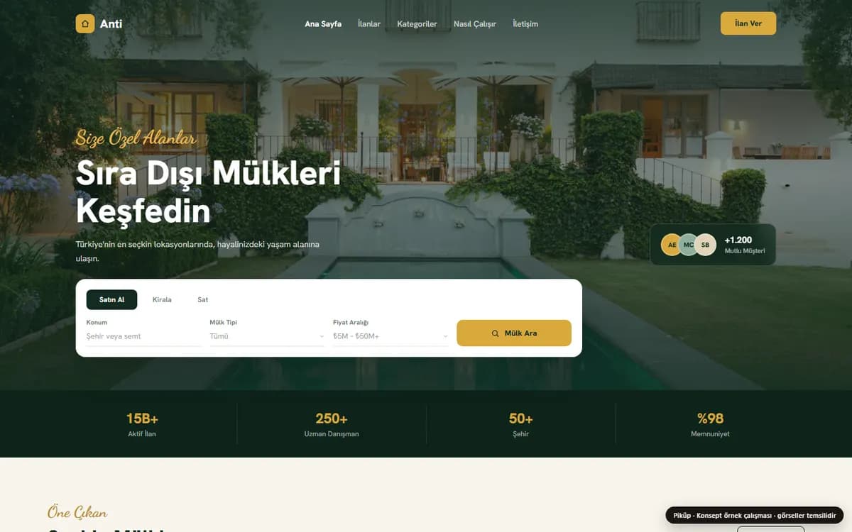 Lüks konut örneği — Premium portföy anlatımı ve seçkin ilan vitrini