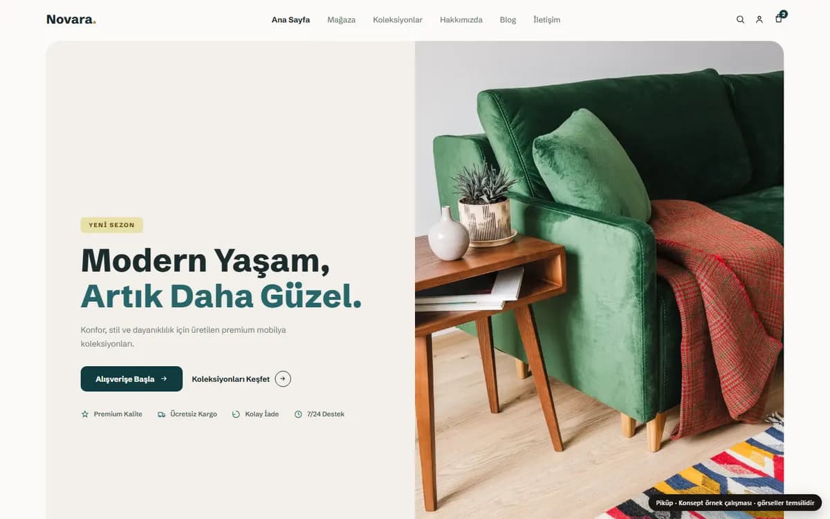 Modern mobilya örneği — Yaşam alanı odaklı ürün sunumu