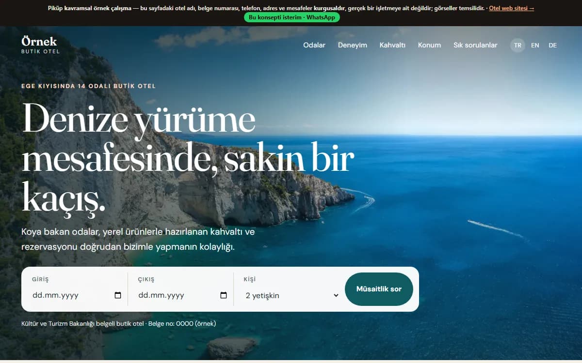 Otel Web Sitesi — konsept örnek ekran görüntüsü