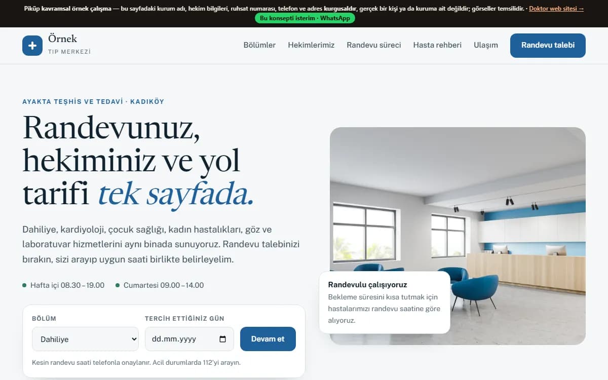 Doktor Web Sitesi — konsept örnek ekran görüntüsü