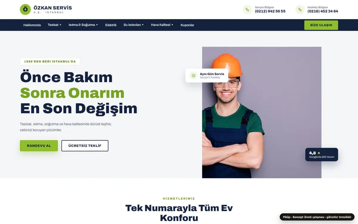 Teknik servis örneği — Piküp konsept çalışması ekran görüntüsü